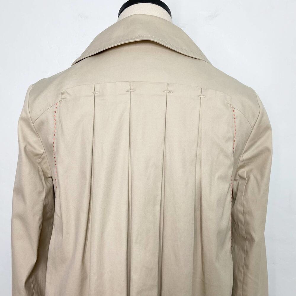 Anthropologie Cartonnier Alderley Pea Coat Tan Jacket Pleated Boho Size 2 - Picture 7 of 14